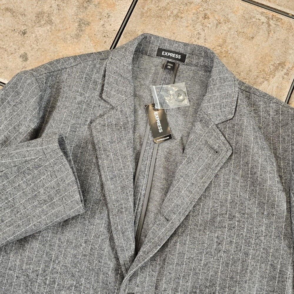Express Men Gray Pinstripe Blazer‎ Sport Coat Jacket 42L NWT